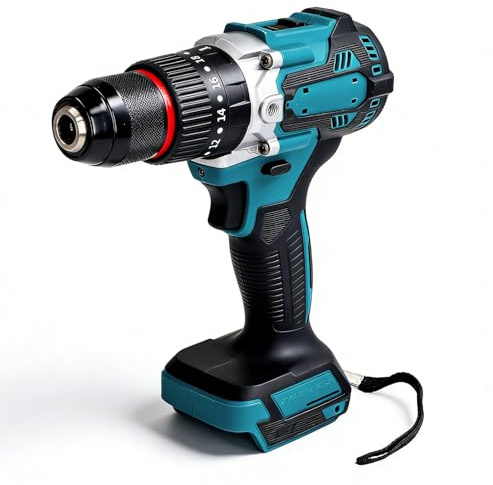Taladro Inalámbrico para Batería Makit de 18 V, par Potente Máximo de 140 Nm, 3 Configuraciones de Torsión y 2 Velocidades Variables, 0-450 R/min, 0-1800 R/min, para Bricolaje y