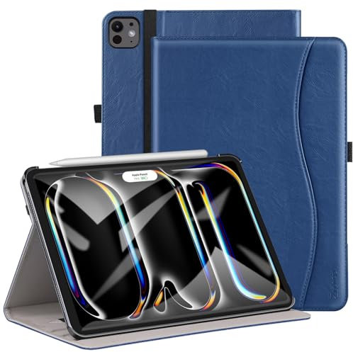 ZtotopCases Hülle für iPad Pro 13 Zoll 2024, Premium PU Leder Leichte Geschäfts Cover mit Automatisches Ruhen/Wecken für iPad Pro 13 Zoll 7.Generation Tablette,Blau