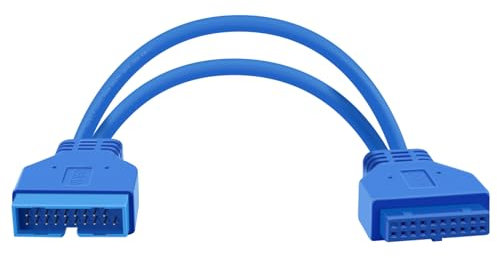 HuaLiSiJi Cavo USB 3.0 per Scheda Madre da 19/20 pin a USB Femmina Cavo Adattatore Interno USB 3.0 con Connettore 19 pin Prolunga USB 3.0 19 Pin per Desktop PC Mainboard (Blu 30cm)