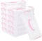 MAHIONG 12 PCS Plastic Storage Boxes with Handles, Stackable Pen Storage Organizer Box Pink Flat Small Storage Box with Lid Portable Craft Organizers for Art Craft Pencil Pen Drawing Tools