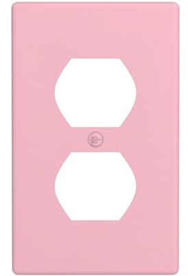 Duplex-Steckdose, dekorative Wandplatte, elektrische Steckdose, Lichtschalter-Abdeckung, Kunst-Blende, Schalterplatte für Heimdekoration, 11,4 x 7,9 cm, einfarbig, rosa Bild