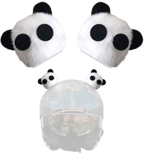 KXAOXGRC Ohren Helm Dekoration， 1 Paar Panda-Helmhörner, Skihelm-Ohren, Helm-Zubehör for Frauen und Männer, Fahrrad, Ski, Motorrad, Snowboardhelm(Black)