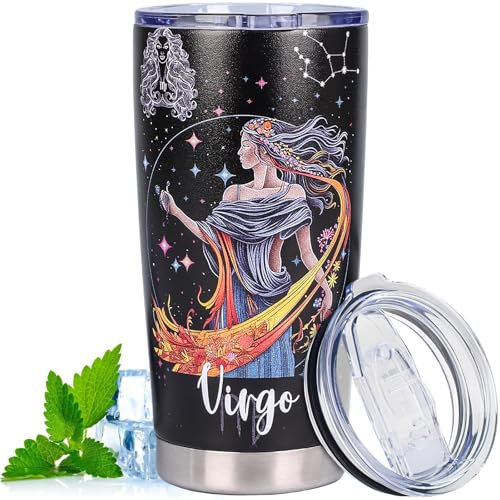 ZONSUSE Stainless Steel Insulated Tumbler, 20oz Double Wall Vacuum Coffee Cup, Travel Coffee Mug Spill Proof with Lid, Durable Shatterproof Mugs for Camping, Powder Coated Cups (Virgo)