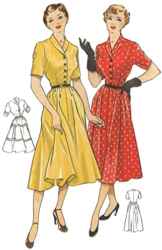 Schnittmuster aus den 1940er Jahren, Hübsches Teekleid „Einfach zu nähen“ – verschiedene Größen (Büste 91,4 cm)