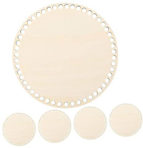 Anneome 5 Stück Runde Holzböden aus Beige Holz Stabiler Taschenboden für Selbstgemacht Häkelkorb Schützt Boden von Handgemachten Taschen Kreative und Elegante Korbflechtbasis