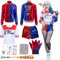 YeahBoom Quinn Cosplay Kostüme,Mädchen Bösewicht Kostüm Kit enthalten Jacke T-Shirt,Shorts und Handschuh Ballon Stick,Strümpfe Bundlefor Karneval Cosplay