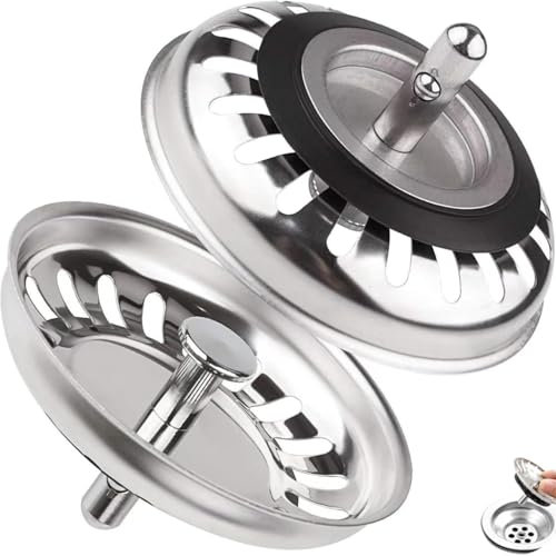 tifanso 2PCS Kitchen Sink Strainer Plug | Stainless Steel, Durable & Thicken for Kitchen Sink, Replacement for Food/Hair Catcher Sink Accessories- UK Sinks Hole Diameter (Silver-2, 78mm)