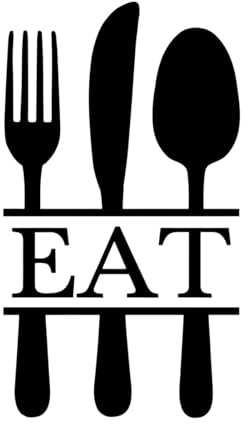 Wandtattoo „Essen, Gabel, Messer, Löffel“, Küchenutensilien, Esszimmerutensilien, Wandsticker, Bistro-Küchendekor, Vinyl-Wanddekoration, klein – 24x42cm