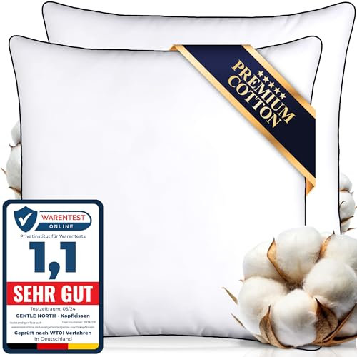 Gentle North Hochwertige Kopfkissen in Hotelqualität (80x80 cm groß)- 2er Set Flauschige, ergonomische Schlafkissen (Ökotex 100 Zertifiziert) - Mit Reißverschluss - Waschbar bis 60°