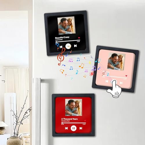 Custom Music Album Fridge Magnet with Photo, Music Fridge Magnet, Song Fridge Magnet with Calendar, DIY Customized Music Module, Anniversary Music Gifts for Couple
