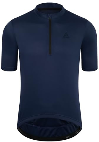 OFF PRND Men's Cycling Jersey Short Sleeves Bike Jersey 1/3 Zipper Solid Color Club Fit, Biking Cycling Shirt Zipper Pocket, Navy Blue, 3XL