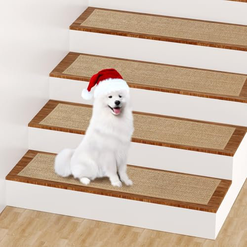 SOFYFINE Gradini antiscivolo per gradini in legno, tappeti per interni senza residui, per bambini, anziani e animali domestici, lavabili in lavatrice, 15 pezzi, 20,3 x 76,2 cm, beige