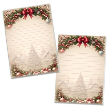 2 bunte Schreibblöcke Motivpapier Briefbögen Notizblöcke mit Linien Weihnachten Christmas Winter Geschenk Wichtelgeschenk für Kinder Jungen Mädchen Schule (2 Blöcke A5 mit je 25 Blättern)
