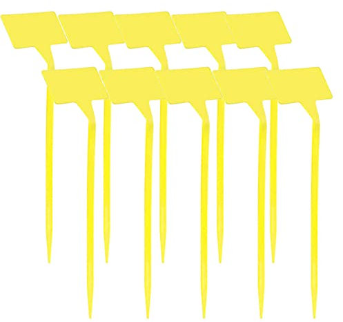 Whyzsjnclg Étiquette de Jardin en Plastique T-Type Étiquette de la Plante réutilisable Marker de pépinière pour la Graine 10pcs Plaque d'identification de la Plante Jaune