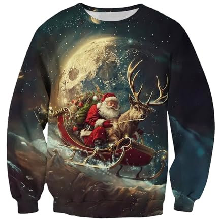 Weihnachtspullover Herren Lustig Weihnachtsdruck Winter Pullover Warm Weihnachtspullis Strickpullover Weihnachtsbaum Motiv Langarm Tshirt Weihnachtssweater Ugly Christmas Sweater Weihnachten Kleidung