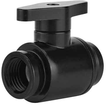 alphacool g1/4 Messingbeschichteter Kugelhahn mit G1/4-Gewinde, Wassergekühltes Hartrohr-Ventilgriff-Design (schwarzer Schalter)