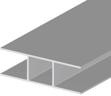 2 piezas de 1000x60x19mm (2 metros), Perfil embellecedor de aluminio anodizado en forma H, ideal para uniones rectas de paneles de contrachapado, policarbonato o aglomerado de 15mm o 16mm de espesor.
