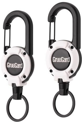 GrueGard Ausweishalter Ausziehbar, Schlüsselanhänger Schlüsselband Schlüsselrolle Retractable Badge Holder, Ausweis JoJo mit Schlüsselring & 60cm Ausziehbar Stahlseil, 2PCS (2, Weiß)