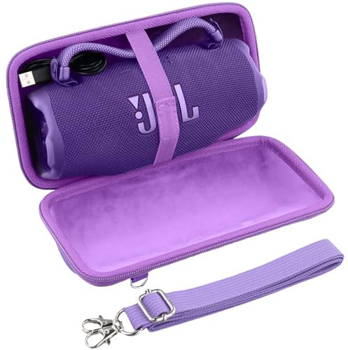 Khanka para JBL Charge 6 Altavoz Bluetooth Portátil Estuche Rígido de Transporte para Viajes con Correa de Hombro, Solo Estuche (Morado)