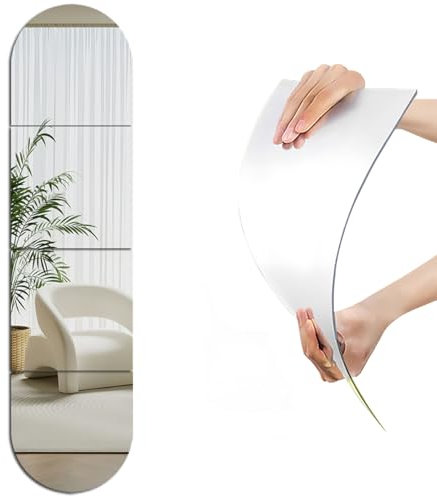 Lot de 4 miroirs autocollants en acrylique pour murs - 35 x 35 cm - HD - Sans verre - Incassables - À fixer au mur - Pour maquillage, entraînement à la maison, salle de sport, couloir