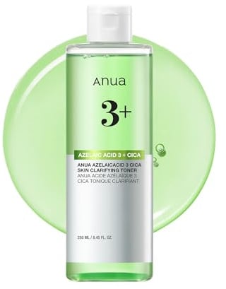 Anua Azelaic Acid 3 CICA Skin Clarifying Toner, Beruhigend & Klar Pflege, mit Salicylsäure & Azelaic Acid, Sebum & Pickel Pflege, Geeignet für empfindliche Haut, Koreanische Hautpflege (250ml / 8,45