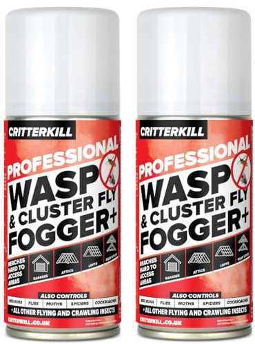 CritterKill Cluster Fly and Wasp Killer Smoke Bomb Fogger 150ml - Targets Hard to Reach Places and Nests - One Click Activation - Use in Attics, Garages and Lofts - Covers 180m3 (2)