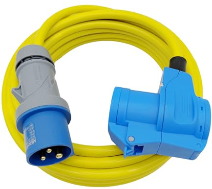 CEE Campingkabel 16A MENNEKES Stecker und Winkelkupplung H07BQ-F 3x2,5mm² in GELB 10m