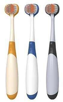 Vonmerie 3 Stück Dreiseitige Zahnbürste Kinder, Dreiseitige Reinigung für 3-fache Effizienz, Extra Weiche Borsten (0.12mm), Ergonomischer Griff, Zahnbürste für Kinder(Pinguine)