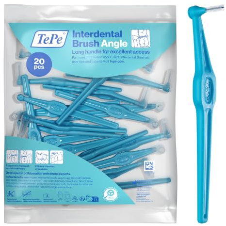 TePe Angle Interdentalbürste, Blau, 0,6 mm/ISO-Größe 3, 20 Stk. | Zahnwischenraumreinigung, Plaque-Entferner für mittelgroße Zahnzwischenräume