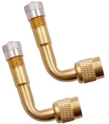 LQMK Tyre Valve Extension 90 Degree Brass Adapter 2pc – Valve Stem Extender for Easy Tire Access – Right Angle Bend Design for Car Motorcycle Bike – Universal Tire Valve Pump Extension Kit