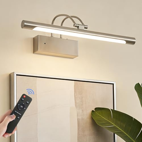 Actask Bilderleuchte Akku Fernbedienung 40cm LED Bildbeleuchtung Kabellos | 3 Farbtemperaturen 8000mAh Wiederaufladbar Batterie Timer Dimmbar 270° Drehbar Wandlicht Innen für Malen Kunstwerke Porträt