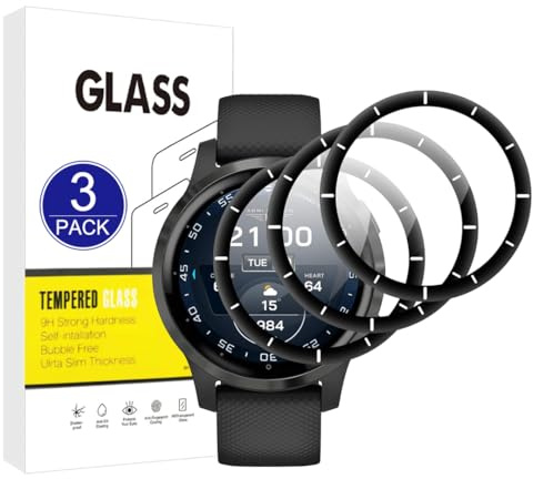 X-Dision [3 Stück Displayschutzfolie kompatibel mit Garmin Vivoactive 4,[Kratzfest, High Definition][3D Curved Full Cover] Schutzfolie für Garmin Vivoactive 4