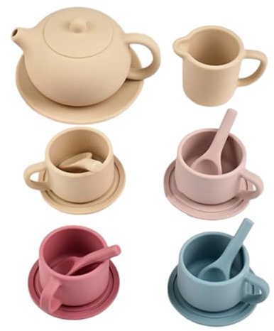 Tea Set for Little Girls - Fancy Dress Set | Silicone Tea Cup Service - for Boys Girls Preschool Games Birthday Playroom Kindergarten Family Night Nurseries