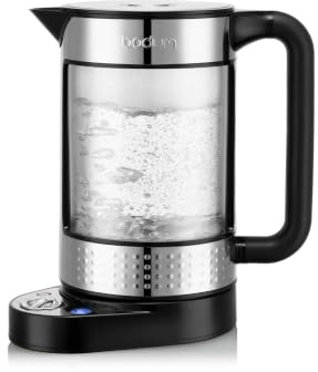 BISTRO Bouilloire électrique à double paroi avec contrôle de la température et revêtement en acier inoxydable, 1,1 L, 1 500 W