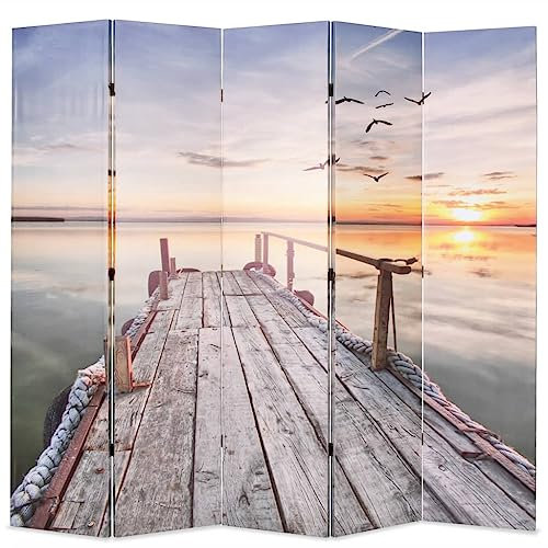 vidaXL Raumteiler klappbar 200x170cm See mit Steg Paravent Spanische Wand