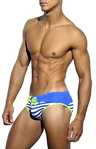 Maillot de bain sexy rembourré pour homme avec rembourrage amovible, bleu, X-Large