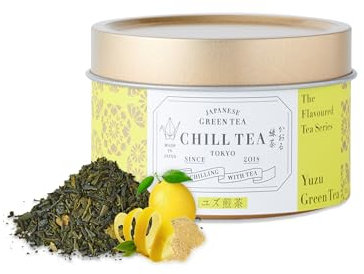 Thé vert au Yuzu de CHILL TEA Tokyo - Thé vert en feuilles 100 % japonais aux agrumes japonais - Riche en vitamines C et antioxydants - Saveur fruité et rafraichissante (30g)