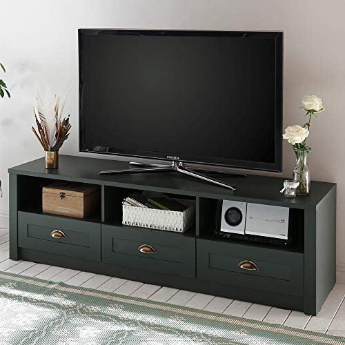 Lomadox Landdhaus Wohnzimmer TV Lowboard in edlem englisch-grün - B/H/T ca.: 158/47/43 cm