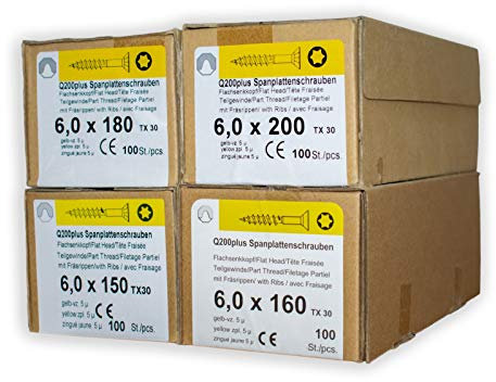 Spanplattenschrauben Sortiment REISSER 18728 Set Q200 plus Torx 400 Stück Holzschrauben