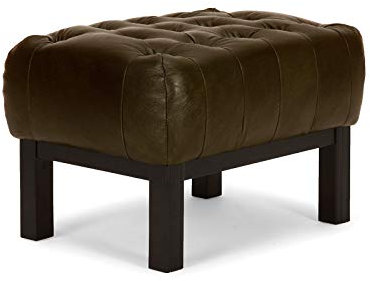 Woodkings® Chesterfield Hocker Kingsfield Echtleder antik braun Lederhocker Designhocker Federkern Unikat Fußhocker englischer Stilhocker für Ohrensessel