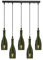 LEDSone Pendant Light Fixture Five Head Green Coloured Glass Bottle Mini Pendant Lighting for Cafe Dining Room