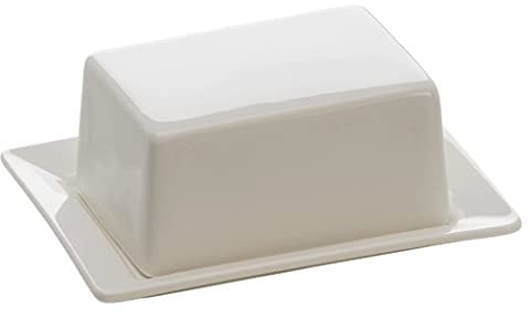WESTCRAFT Beurrier Copenhagen - 125 g - En porcelaine super blanche - 13 x 10 cm - Demi-cloche à beurre classique danoise