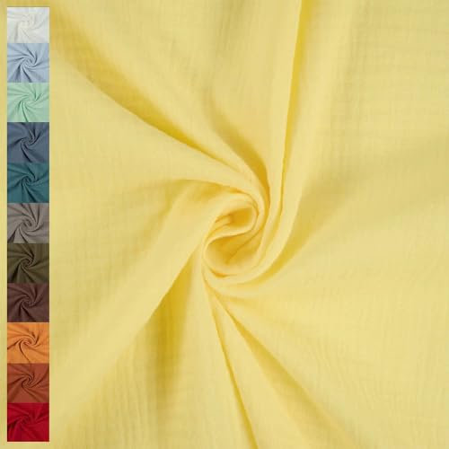 Musselin Stoff Sunny, Double Gauze, uni hellgelb (Länge am Stück: ab 50cm / Breite: 130cm)