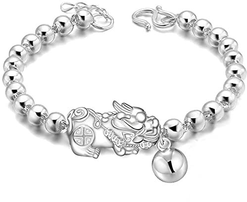 QYAQ Damen Sterling Silber Armband,Frauen 925 Sterling Silber Armband Vintage Chinesisches Pi Xiu Armband Amulett Armband Sterling Silber Schmuck Geschenke Für Schwestern Freund Paare Mama