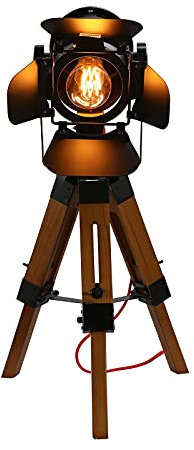 Antike Holzbeine Tischlampe Retro Tripod Stehlampe Einstellbar Schreibtischlampe Nachttischlampe E27 mit Holzstativ für Bedside Desk Bar Warehouse Küche