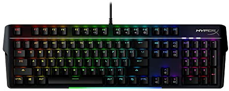 HyperX Alloy MKW100 – Mechanical gaming keyboard, Dynamic RGB lighting, Onboard memory to save lighting profiles, Dust-proof mechanical switches, brushed aluminum frame, detachable wrist rest
