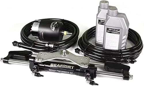 Nautica DDR srl Seafirst Timoneria Idraulica per Motore fuoribordo - Kit Installazione Completa con Pompa Cilindro Olio Tubi Idraulici - Performance Top