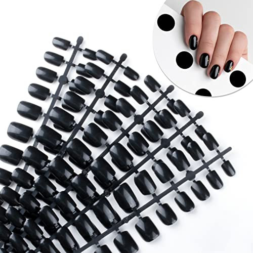 Fake Nails Black Acrylic Full Cover Nails Press on False Nail Tips for Women DIY at Home
