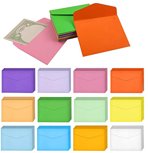 WACH AUF 60 Stück Mini Briefumschläge 8,2 x 11,5 cm Mini Umschläge, Briefumschläge Farbig, Kleine Briefumschläge, Kleine Kuverts Bunt für Grußkarten Samen Liebesbriefe(12 Farben)
