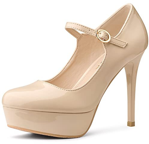 Allegra K Women's Platform Stiletto High Heel Pumps Nude 6.5 UK/Label Size 8.5 US